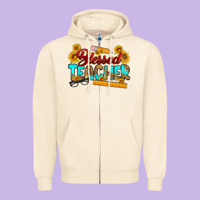 Blessed Teacher Zipper Hoodie Designed By Ranaportraitstore