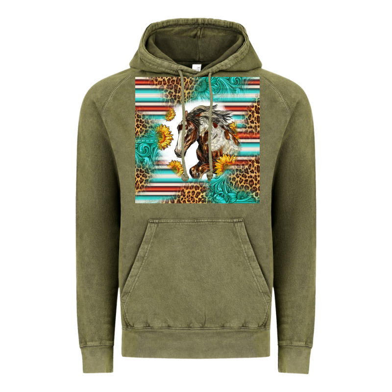 Western Mustang Horse Vintage Hoodie by LillyAllenDesigns | Teevron