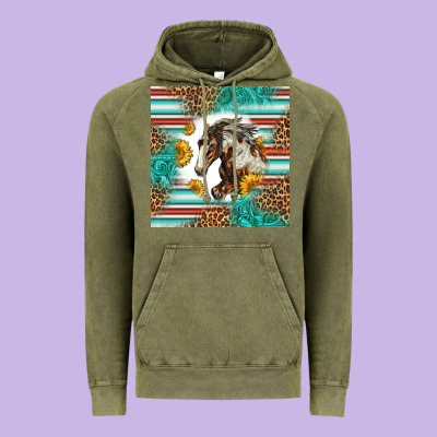 Western Mustang Horse Vintage Hoodie Designed By Lillyallendesigns