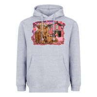 Heather Grey Valentine's day mama cow and baby cows Heavyweight Hoodie - RanaPortraitStore