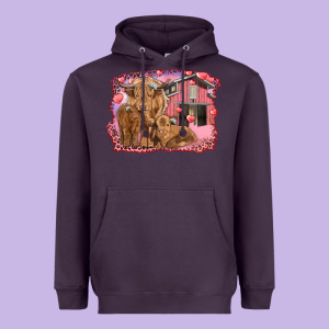 Valentine's Day Mama Cow And Baby Cows Heavyweight Hoodie Designed By Ranaportraitstore