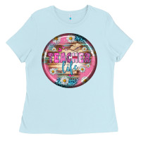 Baby Blue teacher life earrings Ladies Tee - BundleAndBundleShop