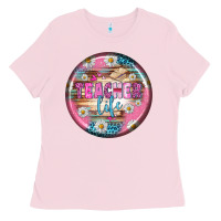 Bubblegum Pink teacher life earrings Ladies Tee - BundleAndBundleShop