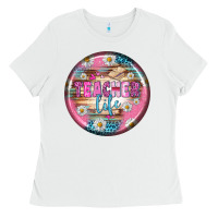White teacher life earrings Ladies Tee - BundleAndBundleShop