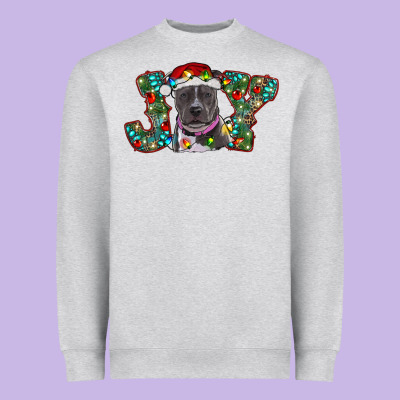 Christmas Pitbull Joy Heavyweight Sweatshirt Designed By Ranaportraitstore