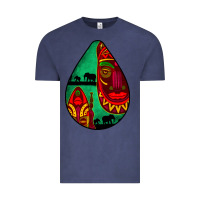 Vintage Denim african masks teardrop  3 Vintage Tee - BundleAndBundleShop