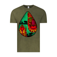 Vintage Olive african masks teardrop  3 Vintage Tee - BundleAndBundleShop