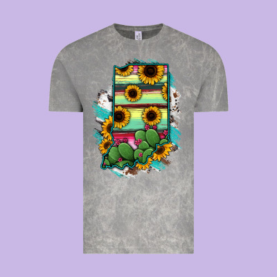 Indiana Map Sunflower Cactus Serape Vintage Tee Designed By Ranaportraitstore