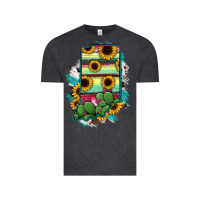 Vintage Black Indiana Map Sunflower Cactus Serape Vintage Tee - RanaPortraitStore