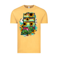 Vintage Mustard Indiana Map Sunflower Cactus Serape Vintage Tee - RanaPortraitStore