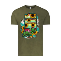 Vintage Olive Indiana Map Sunflower Cactus Serape Vintage Tee - RanaPortraitStore