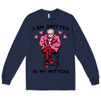 Navy funny i am smitten in my mittens bernie Long Sleeve Tee - artisFamous