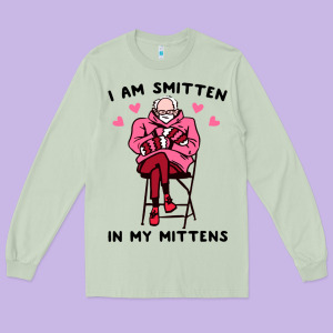 Funny I Am Smitten In My Mittens Bernie Long Sleeve Tee Designed By Artisfamous