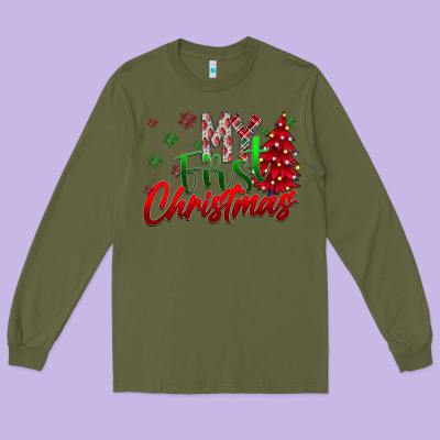 My First Christmas Long Sleeve Tee Designed By Cowhidedigitalart