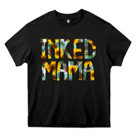 Black Inked Mama Flowers Heavy Core Tee - CowCowDesign