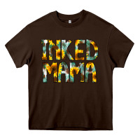 Chocolate Brown Inked Mama Flowers Heavy Core Tee - CowCowDesign