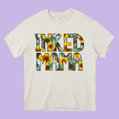 Inked Mama Flowers Heavy Core Tee Designed By Cowcowdesign
