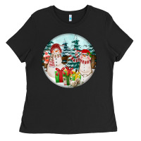 Black Christmas snowman Ladies Tee - FaDigitalArtStudio