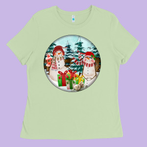 Christmas Snowman Ladies Tee Designed By Fadigitalartstudio