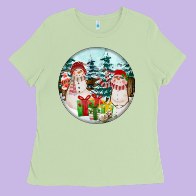 Christmas Snowman Ladies Tee Designed By Fadigitalartstudio