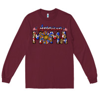 Burgundy American mama Long Sleeve Tee - CowhideDigitalArt