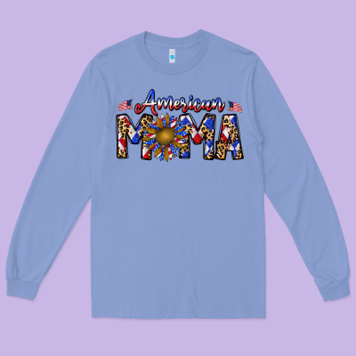 American Mama Long Sleeve Tee Designed By Cowhidedigitalart