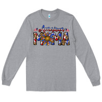 Heather Grey American mama Long Sleeve Tee - CowhideDigitalArt