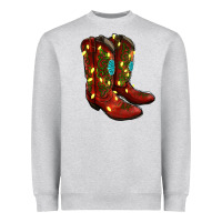 Heather Grey Western Christmas Boots Heavyweight Sweatshirt - RanaPortraitStore
