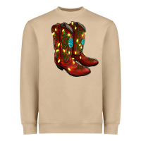 Mushroom Western Christmas Boots Heavyweight Sweatshirt - RanaPortraitStore