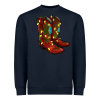 Navy Western Christmas Boots Heavyweight Sweatshirt - RanaPortraitStore