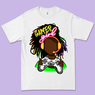 Black Gamer Girl Premium Tee Designed By Fadigitalartstudio