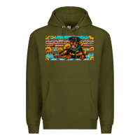 Army Green rottweiler with sunflowers license plate Premium Hoodie - Artiststas