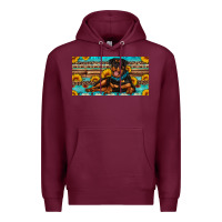 Burgundy rottweiler with sunflowers license plate Premium Hoodie - Artiststas