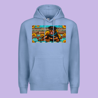 Rottweiler With Sunflowers License Plate Premium Hoodie Designed By Artiststas