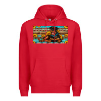 Red rottweiler with sunflowers license plate Premium Hoodie - Artiststas