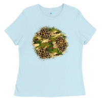 Baby Blue camouflage and leopard patch  2 Ladies Tee - BundleAndBundleShop