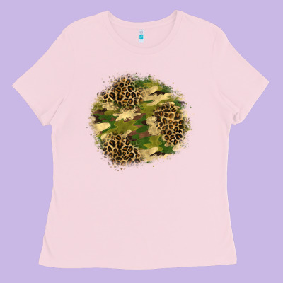 Camouflage And Leopard Patch  2 Ladies Tee Designed By Bundleandbundleshop