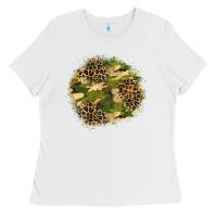 White camouflage and leopard patch  2 Ladies Tee - BundleAndBundleShop
