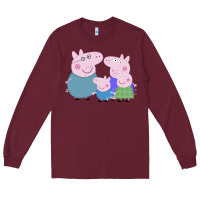 Burgundy peppa pig family Long Sleeve Tee - artisFamous