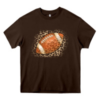 Chocolate Brown American Football Leopard Heavy Core Tee - CowCowDesign