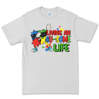 Dove Grey Living an au-some life Autism Awareness Day Premium Tee - FaDigitalArtStudio