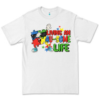 White Living an au-some life Autism Awareness Day Premium Tee - FaDigitalArtStudio
