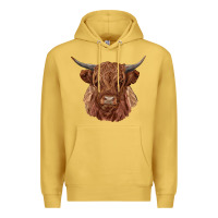 Antique Gold highland cow Premium Hoodie - RanaPortraitStore