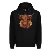 Black highland cow Premium Hoodie - RanaPortraitStore