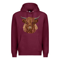 Burgundy highland cow Premium Hoodie - RanaPortraitStore