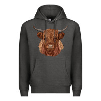 Charcoal Heather highland cow Premium Hoodie - RanaPortraitStore