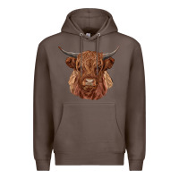 Coffee highland cow Premium Hoodie - RanaPortraitStore