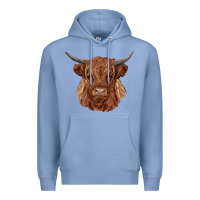 Colony Blue highland cow Premium Hoodie - RanaPortraitStore