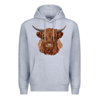 Heather Grey highland cow Premium Hoodie - RanaPortraitStore
