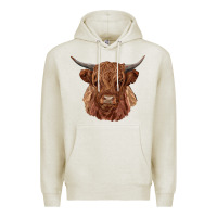 Oatmeal Heather highland cow Premium Hoodie - RanaPortraitStore